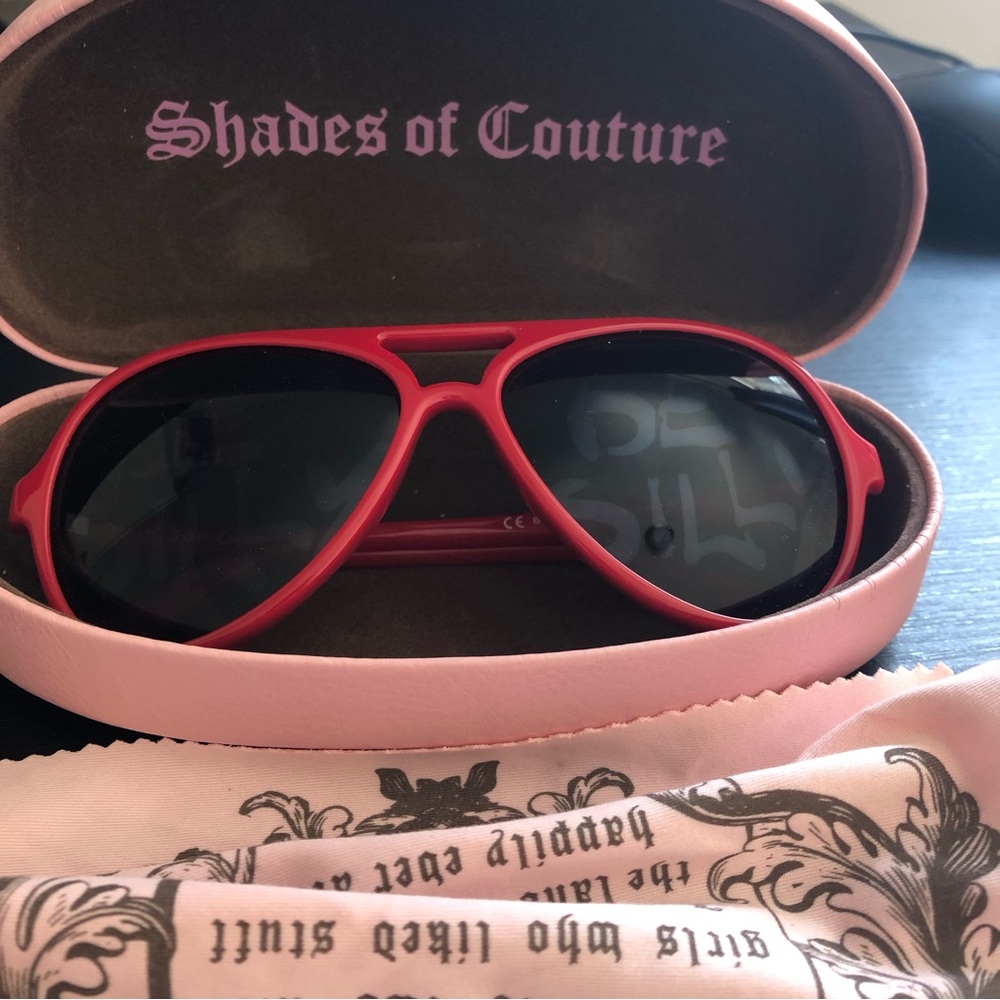 Juicy couture be silly series red frame aviator sunglasses with case